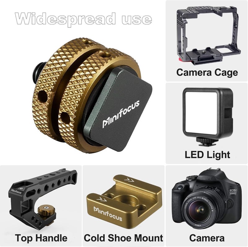 MINIFOCUS 4 Packs Camera Hot Shoe Mount Adapter, Double Nut with 1/4" and 3/8" Aluminum Alloy Tripod Screw Flash Shoe Mount for LED Monitors, Microphone, DSLR Field Monitor - Image 4